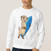 Meerkat als Surfer mit Surfboard Sweatshirt (Vorderseite)