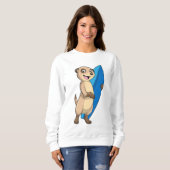Meerkat als Surfer mit Surfboard Sweatshirt (Vorne ganz)