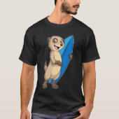 Meerkat als Surfer mit Surfboard T-Shirt (Vorderseite)