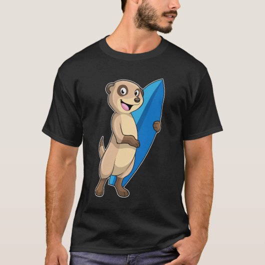 Meerkat als Surfer mit Surfboard T-Shirt (Vorderseite)