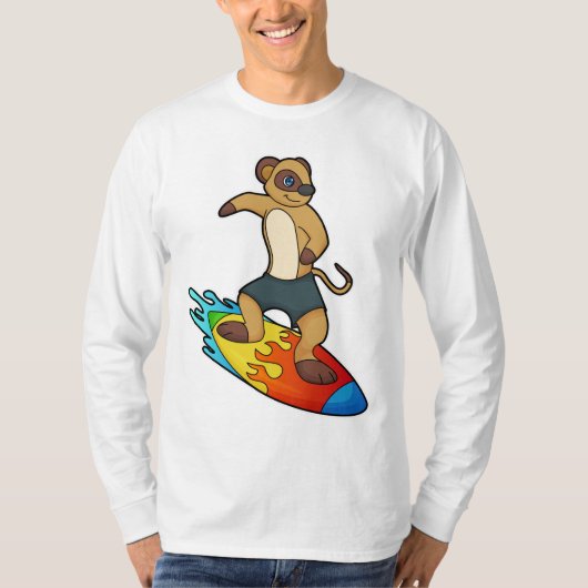 Meerkat als Surfer mit Surfboard T-Shirt (Vorderseite)