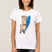 Meerkat als Surfer mit Surfboard T-Shirt (Vorderseite)