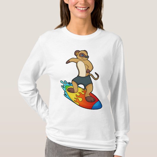 Meerkat als Surfer mit Surfboard T-Shirt (Vorderseite)