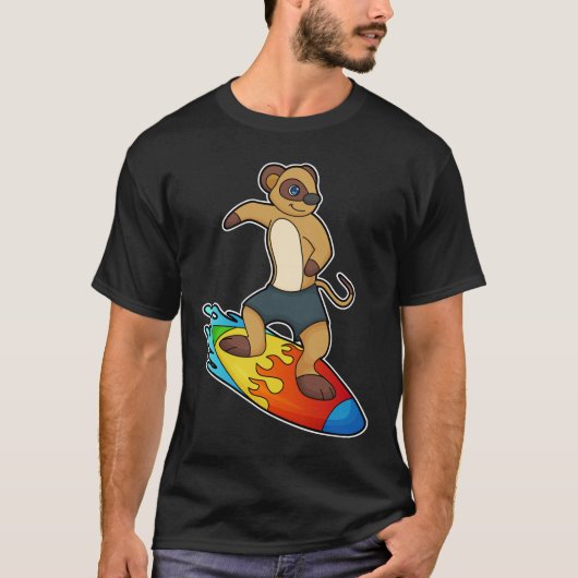 Meerkat als Surfer mit Surfboard T-Shirt (Vorderseite)