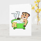 Meerkat am Baden in der Badewanne Karte (Gelbe Blume)
