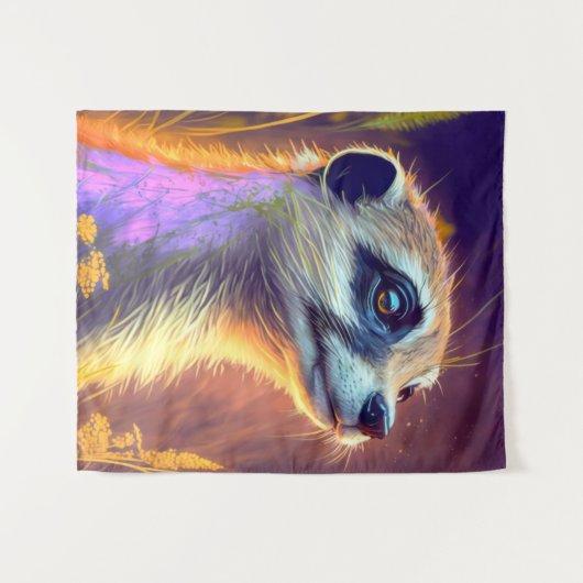Meerkat Animal Portrait Painting Wildlife Wandteppich (Vorderseite (Horizontal))