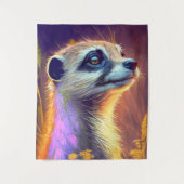 Meerkat Animal Portrait Painting Wildlife Wandteppich (Vorderseite)