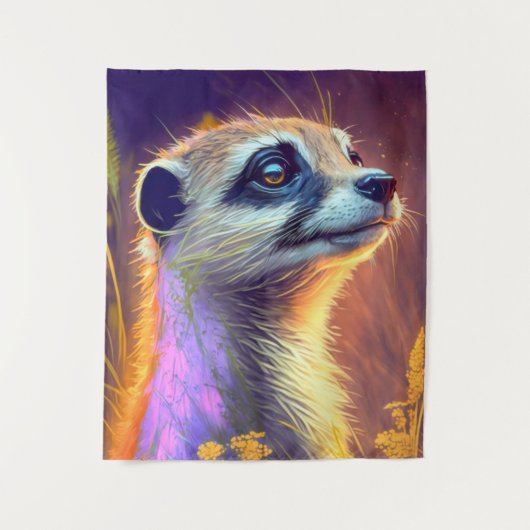 Meerkat Animal Portrait Painting Wildlife Wandteppich (Vorderseite)
