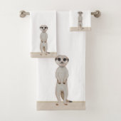 Meerkat auf Beige & Weiß Badhandtuch Set (Insitu)