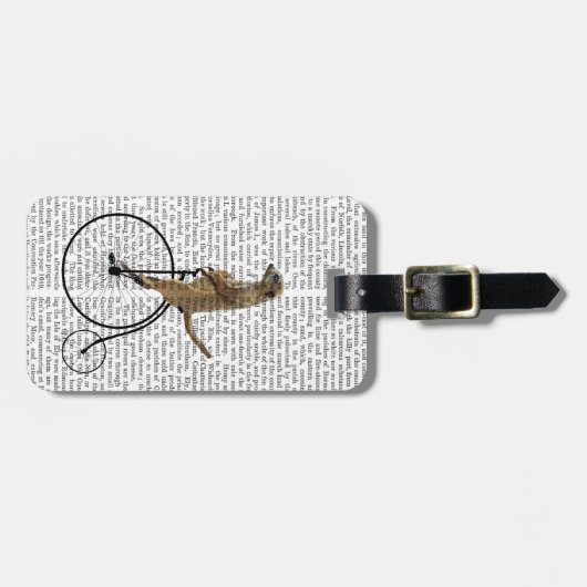 Meerkat auf Black Penny Farthing Gepäckanhänger (Vorderseite horizontal)