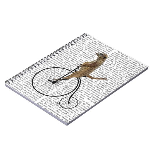 Meerkat auf Black Penny Farthing Notizblock (Linke Seite)