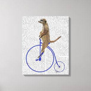 Meerkat auf blauem Penny-Farthing Leinwanddruck