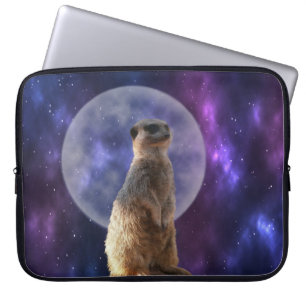 Meerkat auf Blue Full Moon Night, Laptopschutzhülle