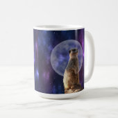 Meerkat auf Blue Moonlight Night Watch, Kaffeetasse (VorderseiteRechts)