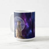 Meerkat auf Blue Moonlight Night Watch, Kaffeetasse (Vorderseite Links)
