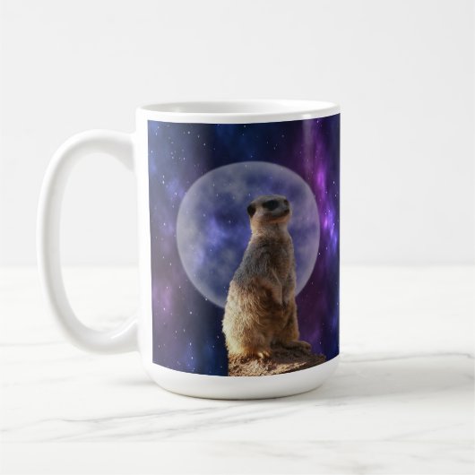 Meerkat auf Blue Moonlight Night Watch, Kaffeetasse (Links)