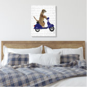 Meerkat auf Dark Blue Moped Leinwanddruck (Insitu (Schlafzimmer))