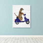 Meerkat auf Dark Blue Moped Leinwanddruck (Insitu (Holzboden))