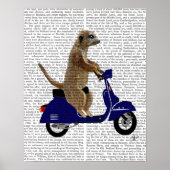 Meerkat auf Dark Blue Moped Poster (Vorne)