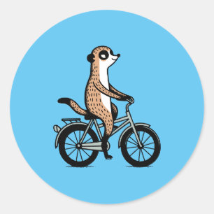 Meerkat auf dem Fahrrad Runder Aufkleber