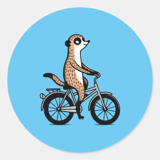 Meerkat auf dem Fahrrad Runder Aufkleber (Vorderseite)