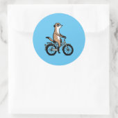 Meerkat auf dem Fahrrad Runder Aufkleber (Tasche)