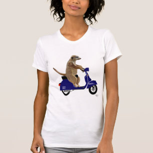 Meerkat auf dunkelblauem Moped T-Shirt