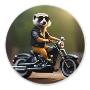 Meerkat auf einem Motorrad, Keramikknauf