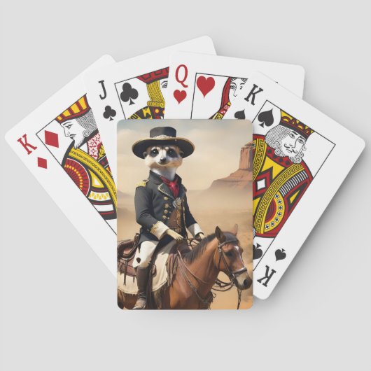 Meerkat auf einem Pferd: Könnte der einsame Fremde Spielkarten (Rückseite)