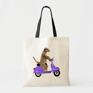 Meerkat auf lila Moped Tragetasche