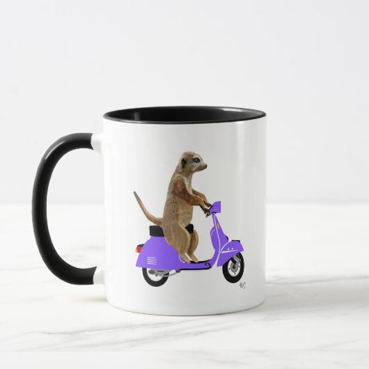 Meerkat auf Lilac Moped Tasse (Links)