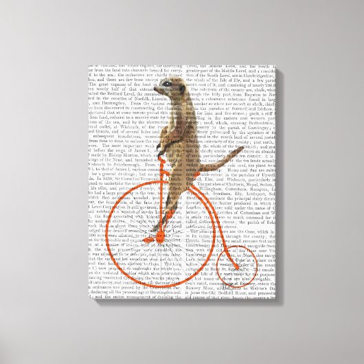 Meerkat auf Orange Penny Farthing Leinwanddruck (Vorderseite)