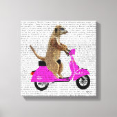 Meerkat auf rosa Moped Leinwanddruck (Vorderseite)