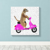 Meerkat auf rosa Moped Leinwanddruck (Insitu (Holzboden))