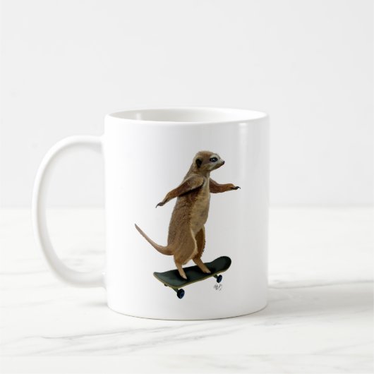 Meerkat auf Skateboard 2 Kaffeetasse (Links)