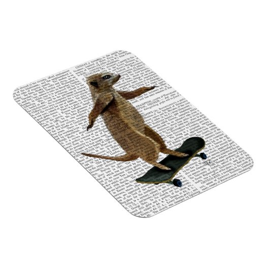 Meerkat auf Skateboard 2 Magnet (Rechte Seite)