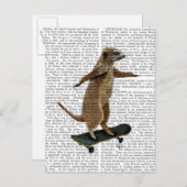 Meerkat auf Skateboard 2 Postkarte (Vorne/Hinten)