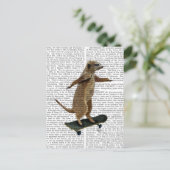 Meerkat auf Skateboard 2 Postkarte (Stehend Vorderseite)