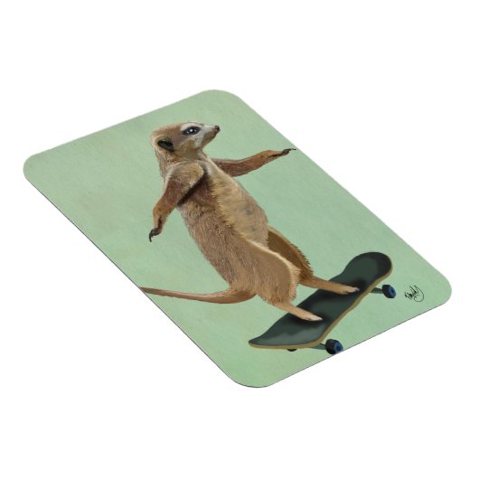 Meerkat auf Skateboard 3 Magnet (Rechte Seite)