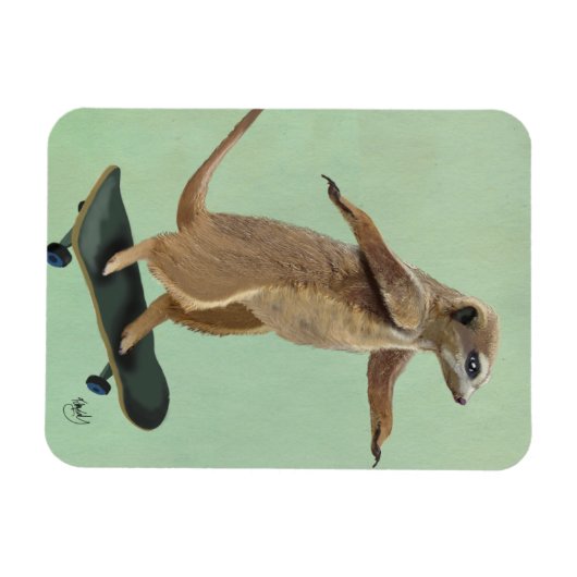 Meerkat auf Skateboard 3 Magnet (Horizontal)
