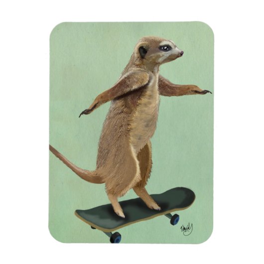 Meerkat auf Skateboard 3 Magnet (Vertikal)