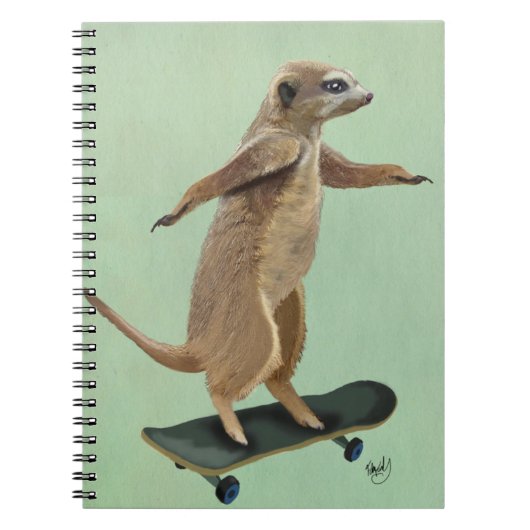 Meerkat auf Skateboard 3 Notizblock (Vorderseite)