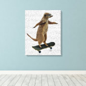 Meerkat auf Skateboard Leinwanddruck (Insitu (Holzboden))