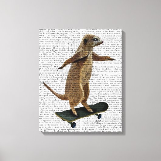 Meerkat auf Skateboard Leinwanddruck (Vorderseite)