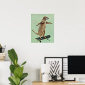 Meerkat auf Skateboard Poster (Heimbüro)