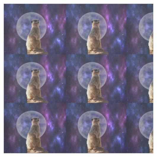 Meerkat auf Vollmondnacht, Stoff (Muster)