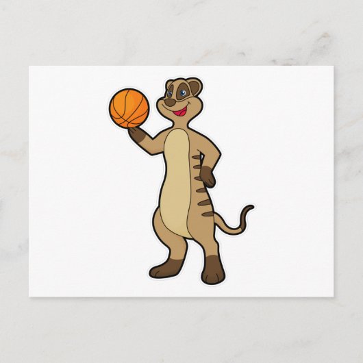 Meerkat bei Basketball Sports Postkarte (Vorderseite)