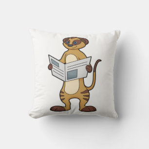 Meerkat bei Reading a Newspapier Kissen