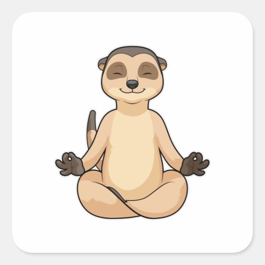 Meerkat bei Yoga Meditation Quadratischer Aufkleber (Vorderseite)