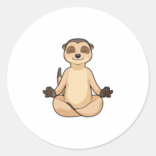 Meerkat bei Yoga Meditation Runder Aufkleber